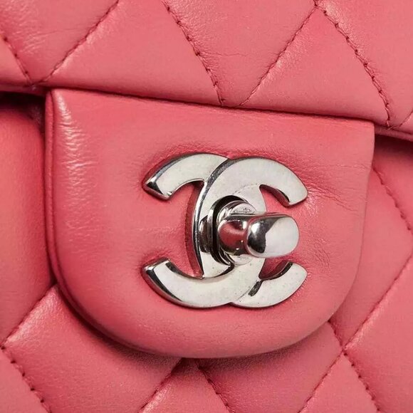 Chanel Pink Quilted Lambskin Leather Classic Medium Double Flap Bag - Picture 6 of 9